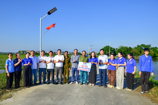 Đoàn xã Đan Hải ra mắt và trao tặng công trình thanh niên “Điện đường thắp sáng làng quê” tại thôn Phú Minh