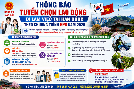 Thông báo tuyển chọn lao động đi làm việc tại Hàn Quốc theo Chương trình EPS năm 2026