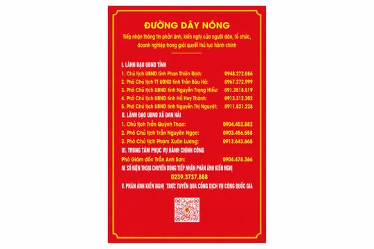 Đường dây nóng phản ánh tiếp nhận TTHC