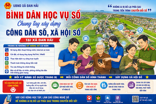 Bình dân học vụ số – chung tay xây dựng công dân số, xã hội số tại xã Đan Hải 